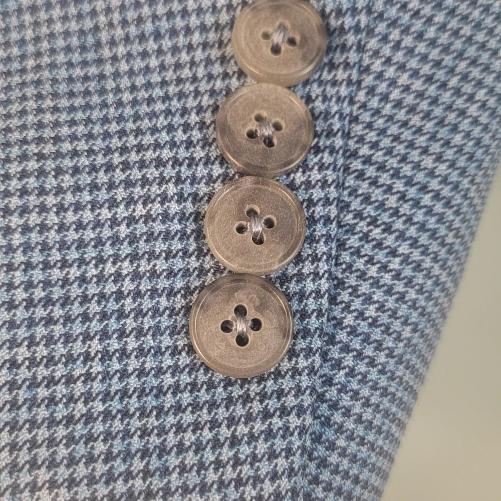 Ermenegildo Zegna‎ Trofeo Blue Wool Houndstooth Sport Blazer Size 56R